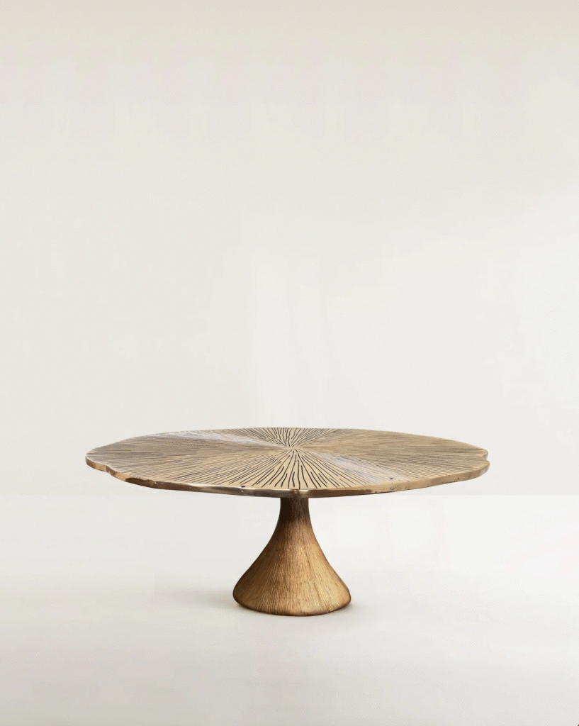 FUN GUY coffee table bronze curves and lines.